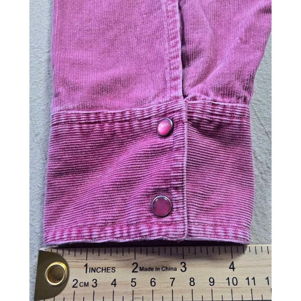 VTG Eddie Bauer Pink Corduroy Pearl Snap Button Down Shirt Women’s Large - Picture 14 of 16